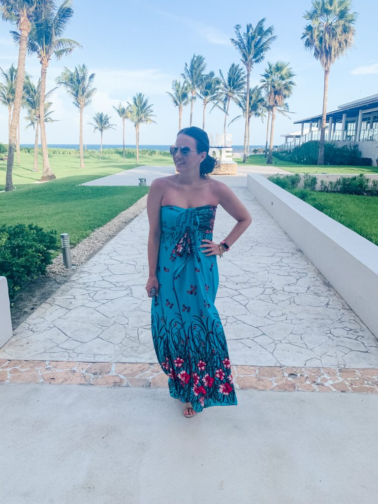 resort vacation outfits | teal maxi dress | Popular US Fashion Blogger Lady in Violet