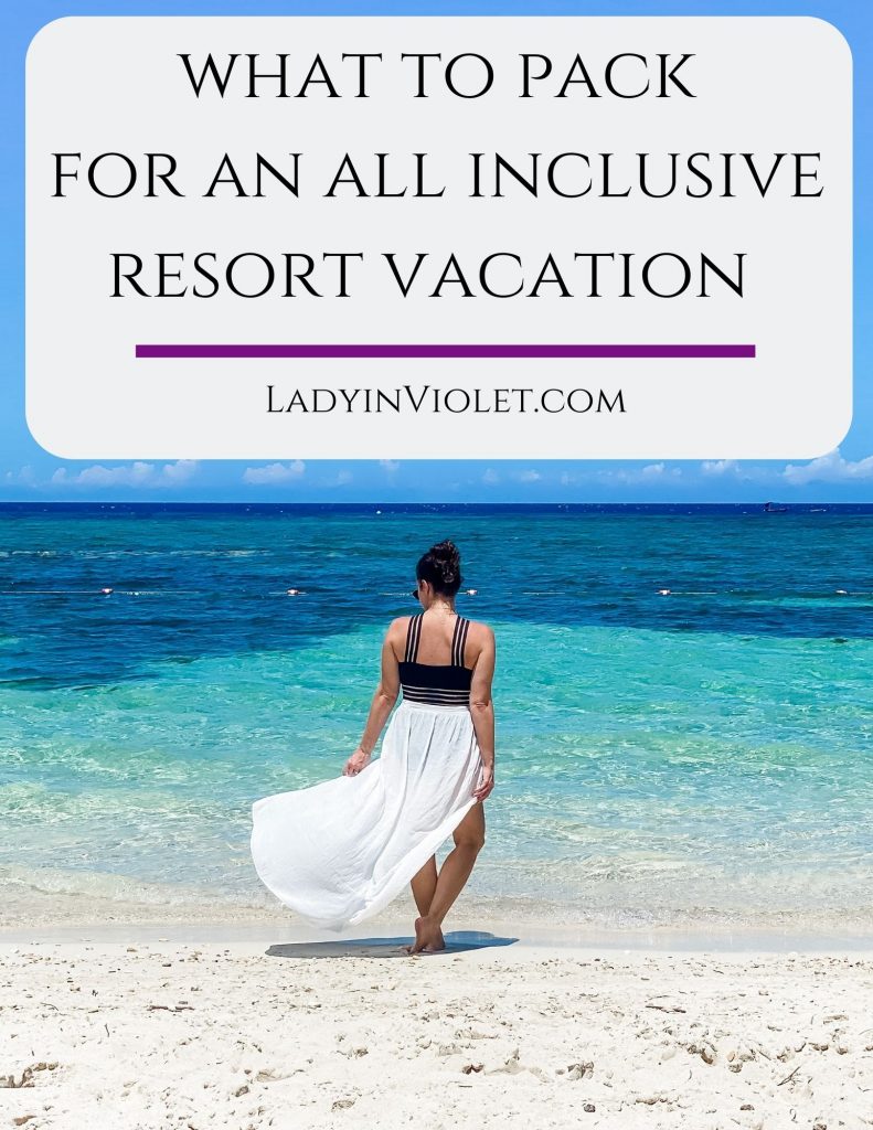 what to pack for an all inclusive resort vacation | beach vacation outfits | one piece bathing suits | US Fashion Blog Lady in Violet