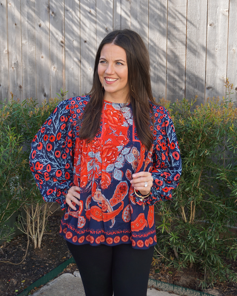 spring outfit | anthropologie miranda peasant blouse | black jeans | Houston Fashion Blog Lady in Violet