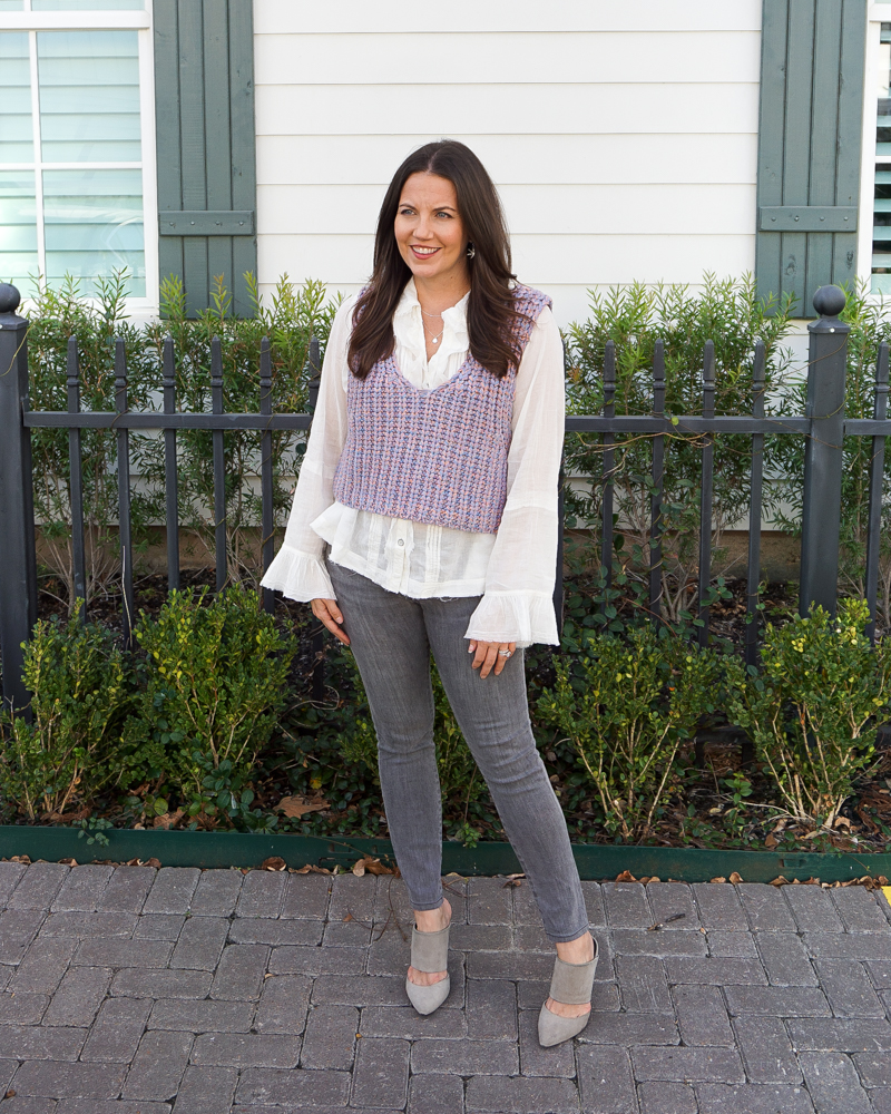 http://ladyinviolet.com/wp-content/uploads/2022/01/e-fall-outfit-white-statement-sleeve-top-v-neck-sweater-vest.jpg