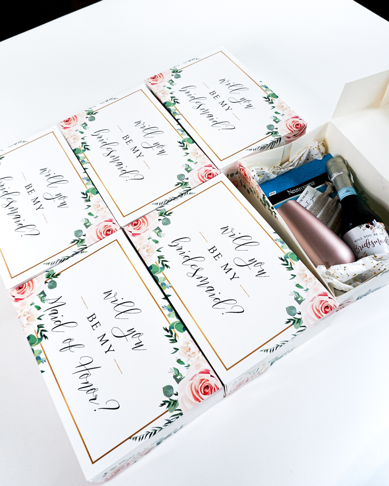 bridesmaids proposal box idea | what is a bridesmaid proposal gift | Lady in Violet Blog