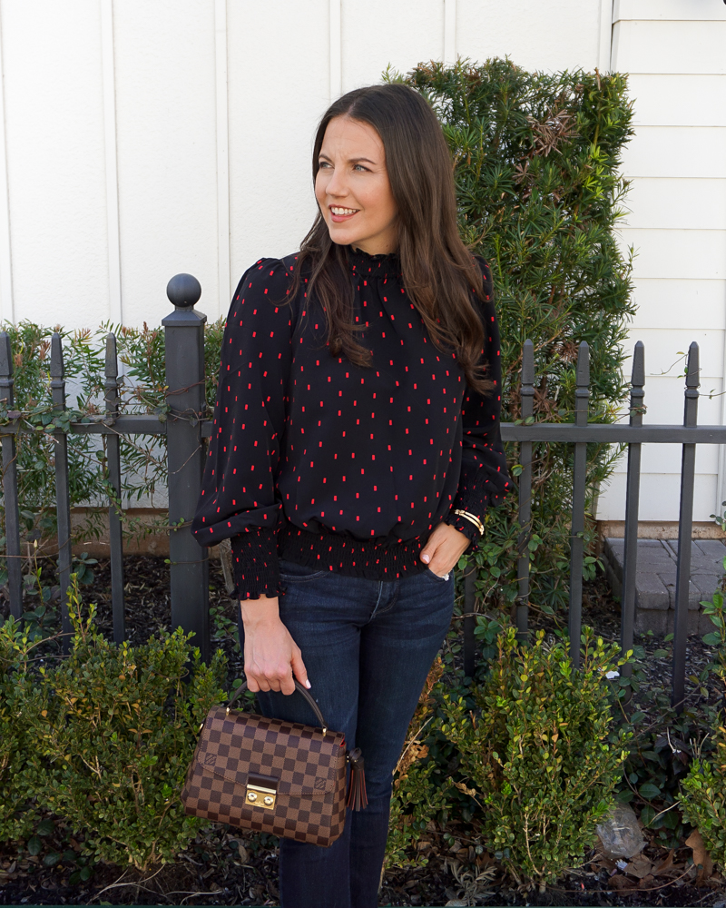 work wear | fall outfit | red polka dot blouse | Texas Fashion Blog Lady in Violet