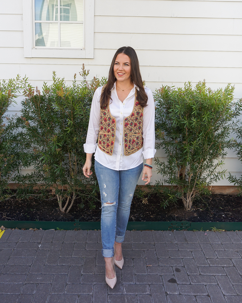 how to style a floral vest for spring | work wear | Texas Fashion Blogger Lady in Violet