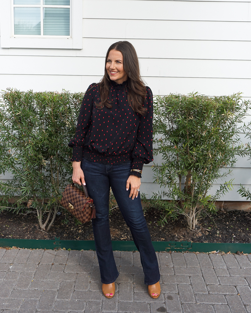 spring outfit | sanctuary lunar top | wit and wisdom absolution jeans | Houston Fashion Blogger Lady in Violet