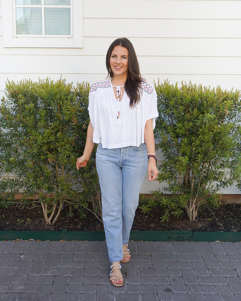 spring outfit | white crop top | light blue ankle jeans | Houston Fashion Blog Lady in Violet