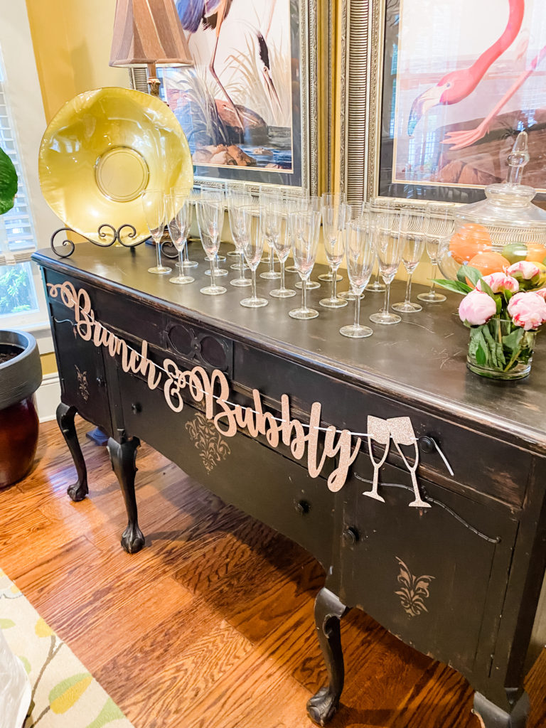 bridal shower ideas | champagne bar | bubbly sign | Lady in Violet Blog