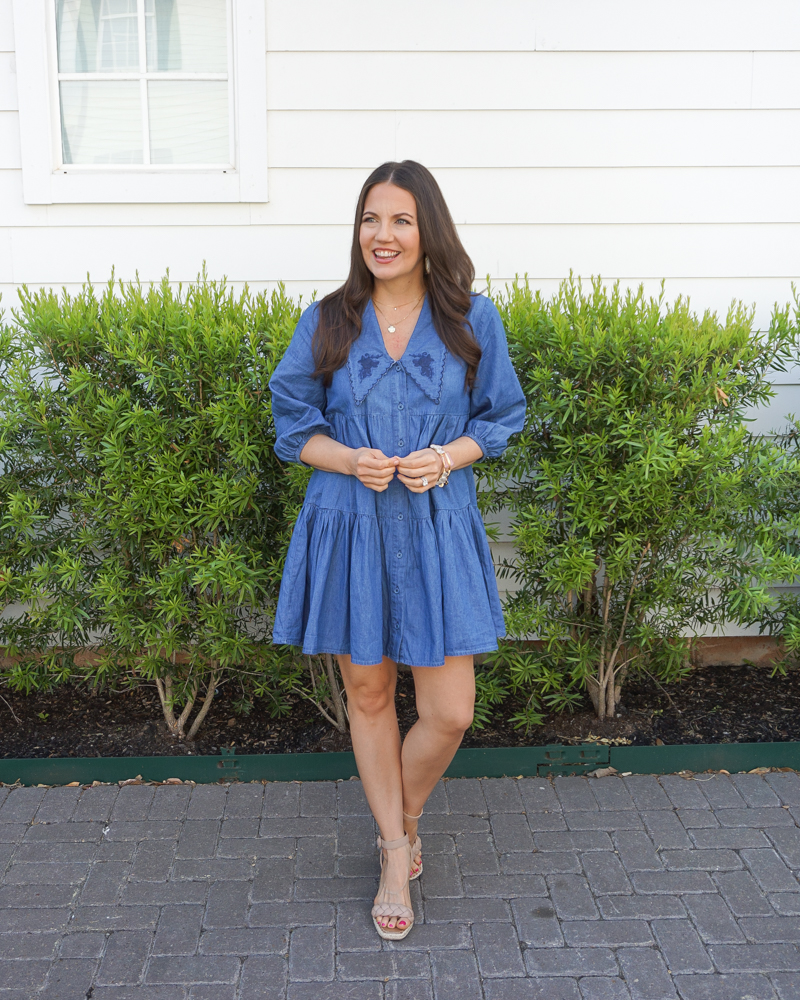 Blue store wedges outfit