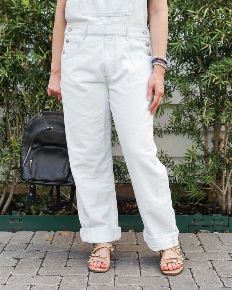 summer fashion | free people ziggy overalls | target sandals | Petite Fashion Blog Lady in Violet