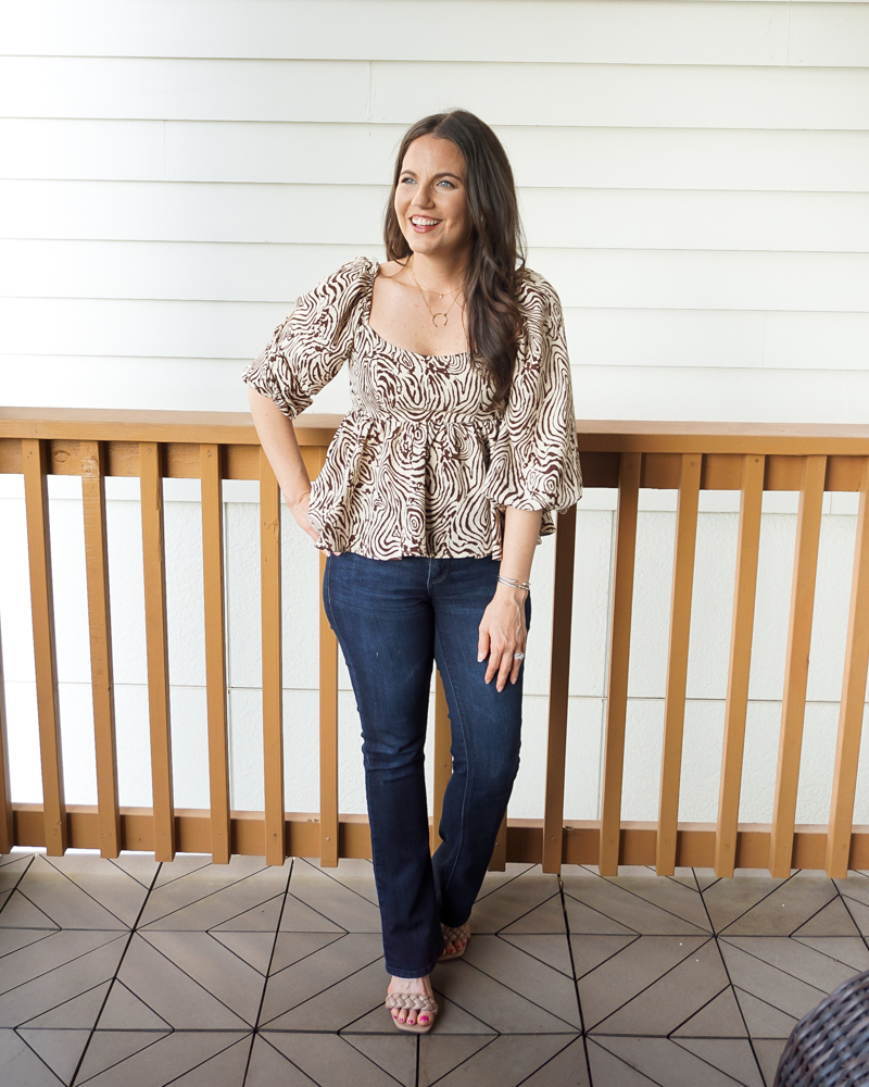 spring fashion | boho chic brown top | wit and wisdom petite jeans | Texas Fashion Blogger Lady in Violet