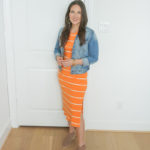 Orange Striped Midi Dress