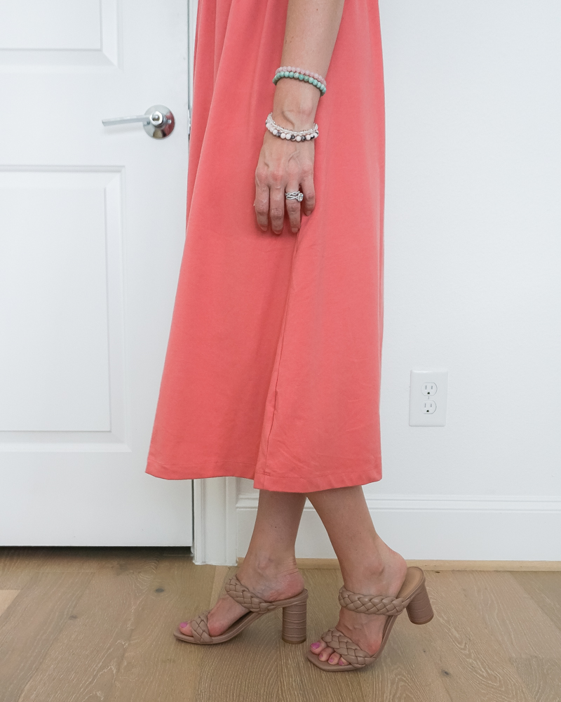 summer outfit | dark pink midi dress | a new day basil heels | Texas Fashion Blog Lady in Violet