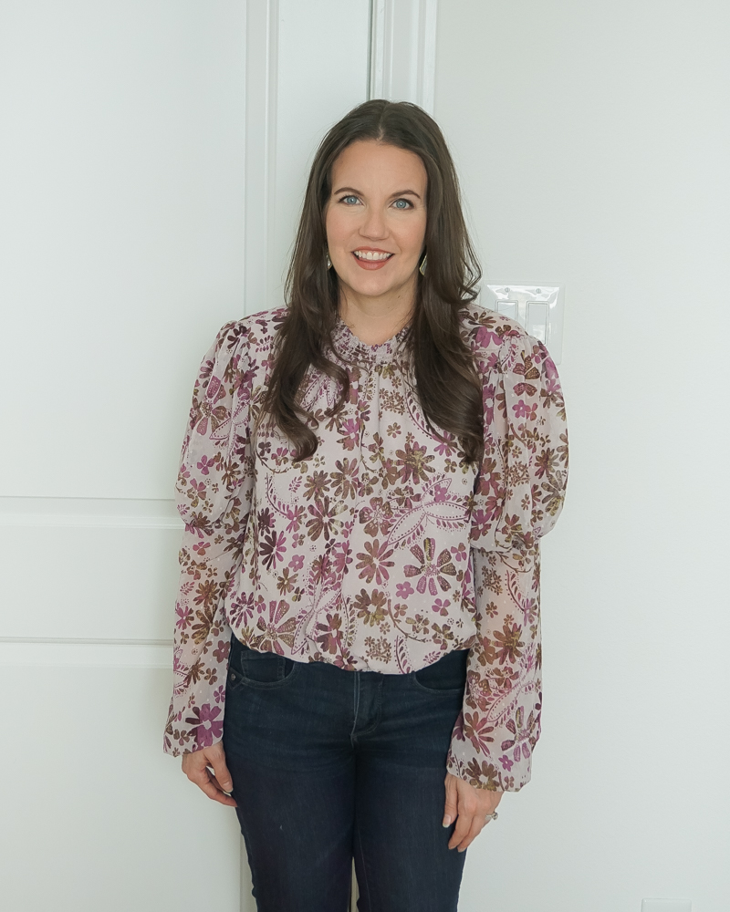 Long Statement Sleeve Floral Blouse - Lady in VioletLady in Violet