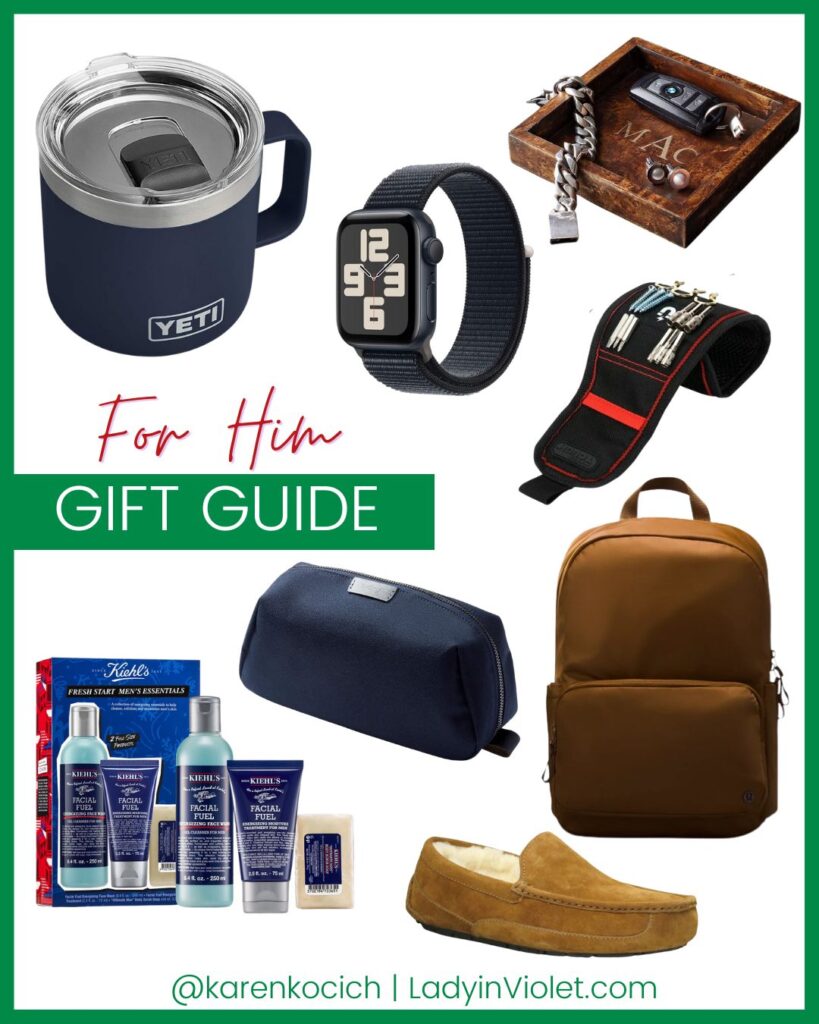 Holiday gift guide for him | Gifts for Men | Lady in Violet Blog