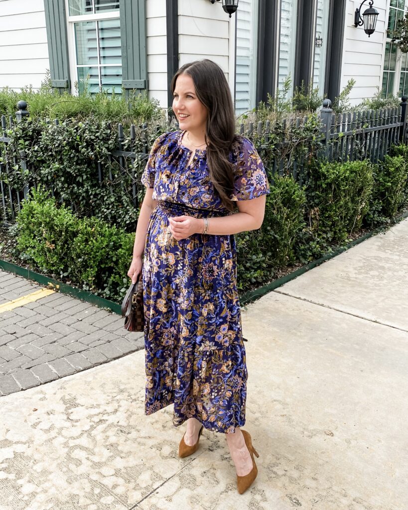 velvet maxi dress | fall work outfits | Houston Fashion Blogger Lady in Violet