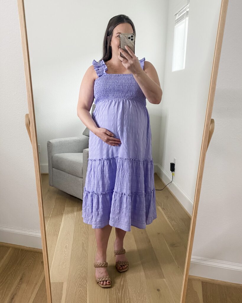 purple baby shower dress | summer maternity dresses | Lady in Violet Fashion Blog