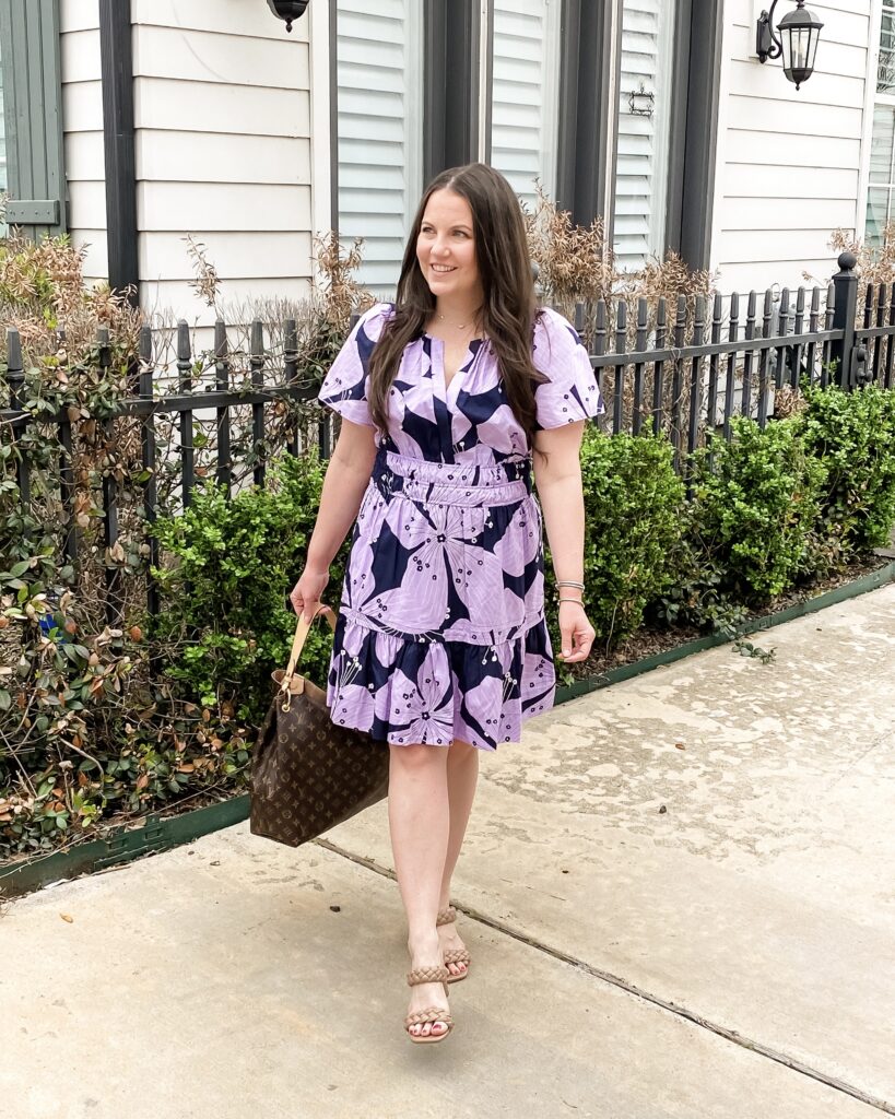 spring dresses | purple floral print dress | Petite Fashion Blog Lady in Violet