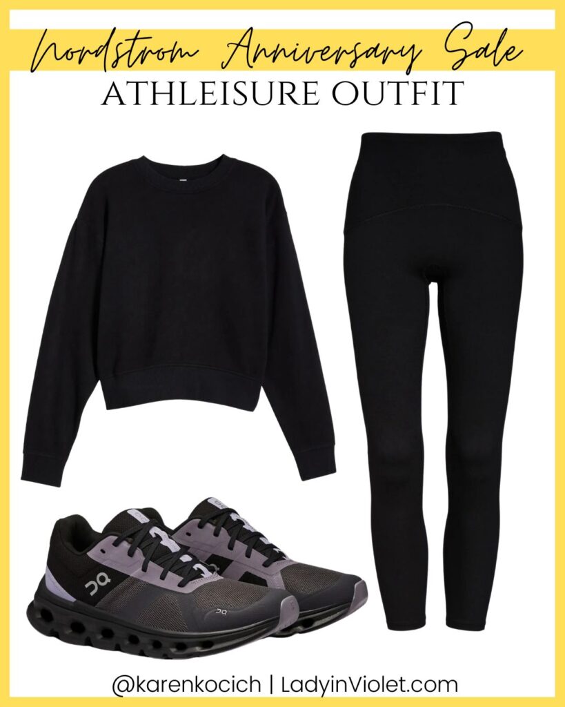 athletic workout outfit | nsale | on sneakers | Houston Fashion Blog Lady in Violet