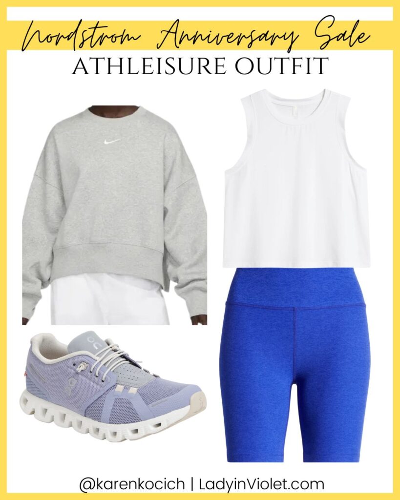 nordstrom anniversary sale outfits | blue biker shorts | athletic wear | Popular Fashion Blog Lady in Violet