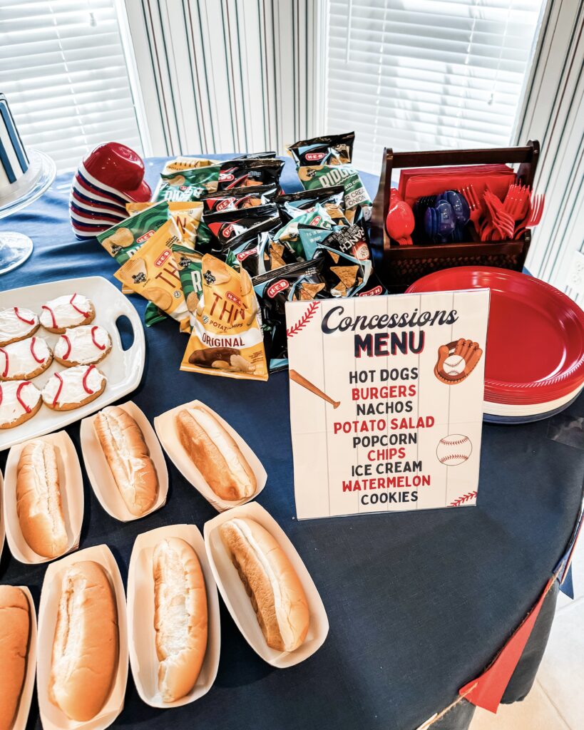 baseball birthday party concessions stand food | rookie of the year party | Texas Lifestyle Blog Lady in Violet