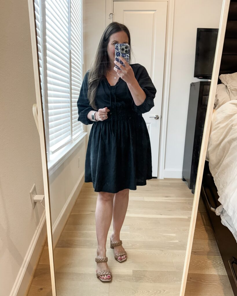 fall work outfit | long sleeve black dress | Texas Fashion Influencer Lady in Violet