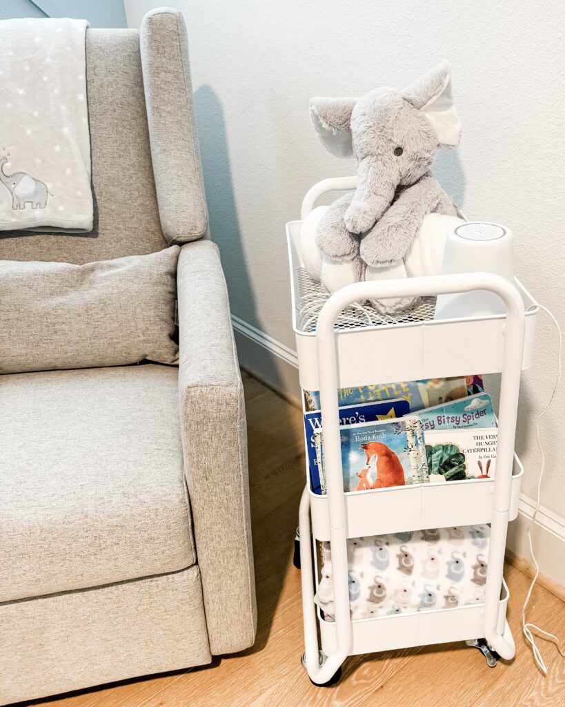 babys room ideas | rolling cart end table setup | Houston Mom Influencer Lady in Violet