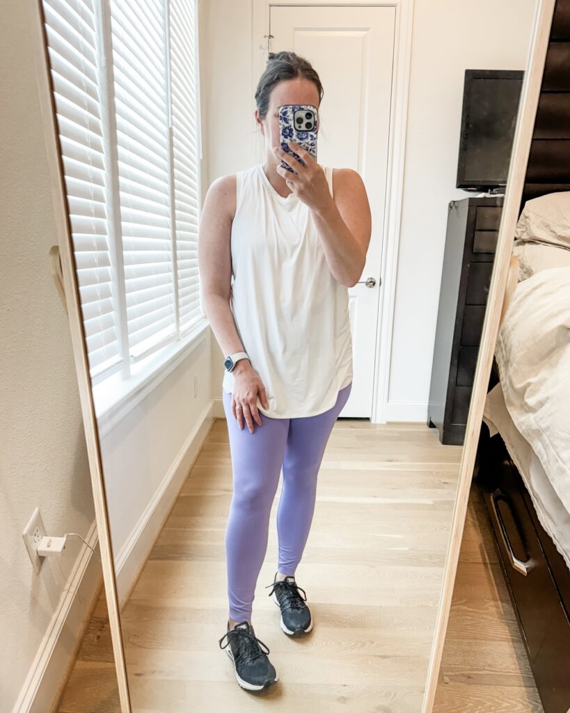 workout clothes | white tank top | light purple align leggings | lifestyle blog Lady in Violet