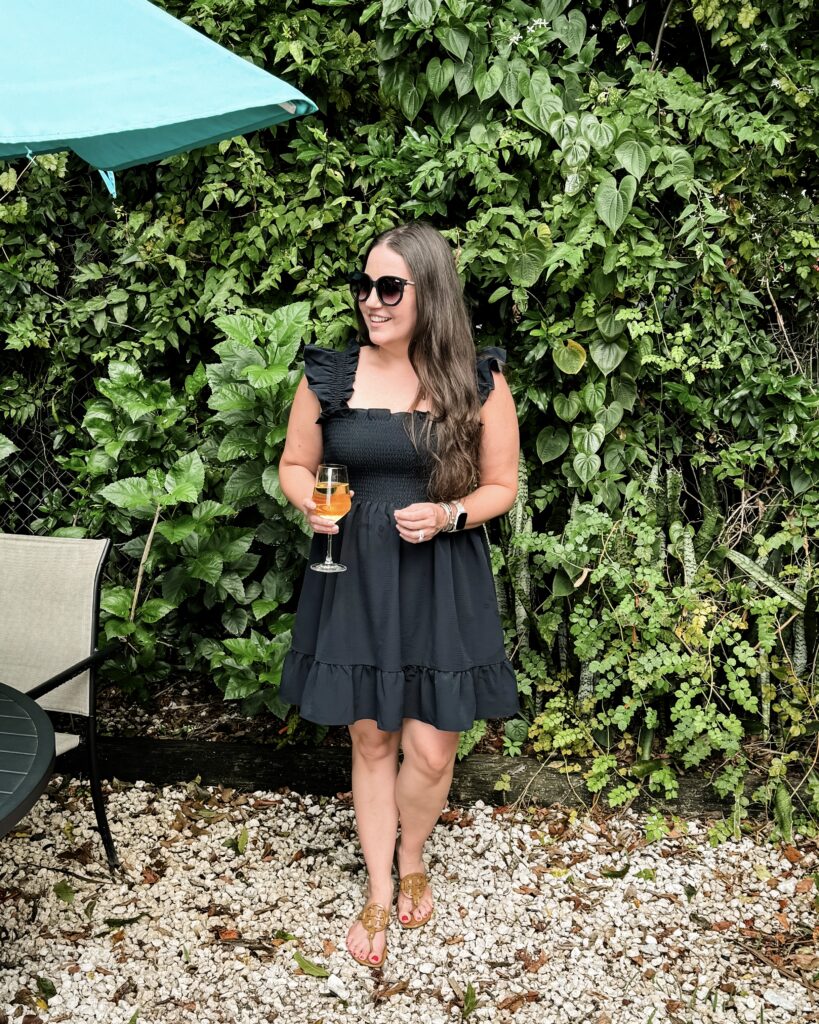 vacation outfit | black elizabeth nap dress | Lifestyle Influencer Lady in Violet