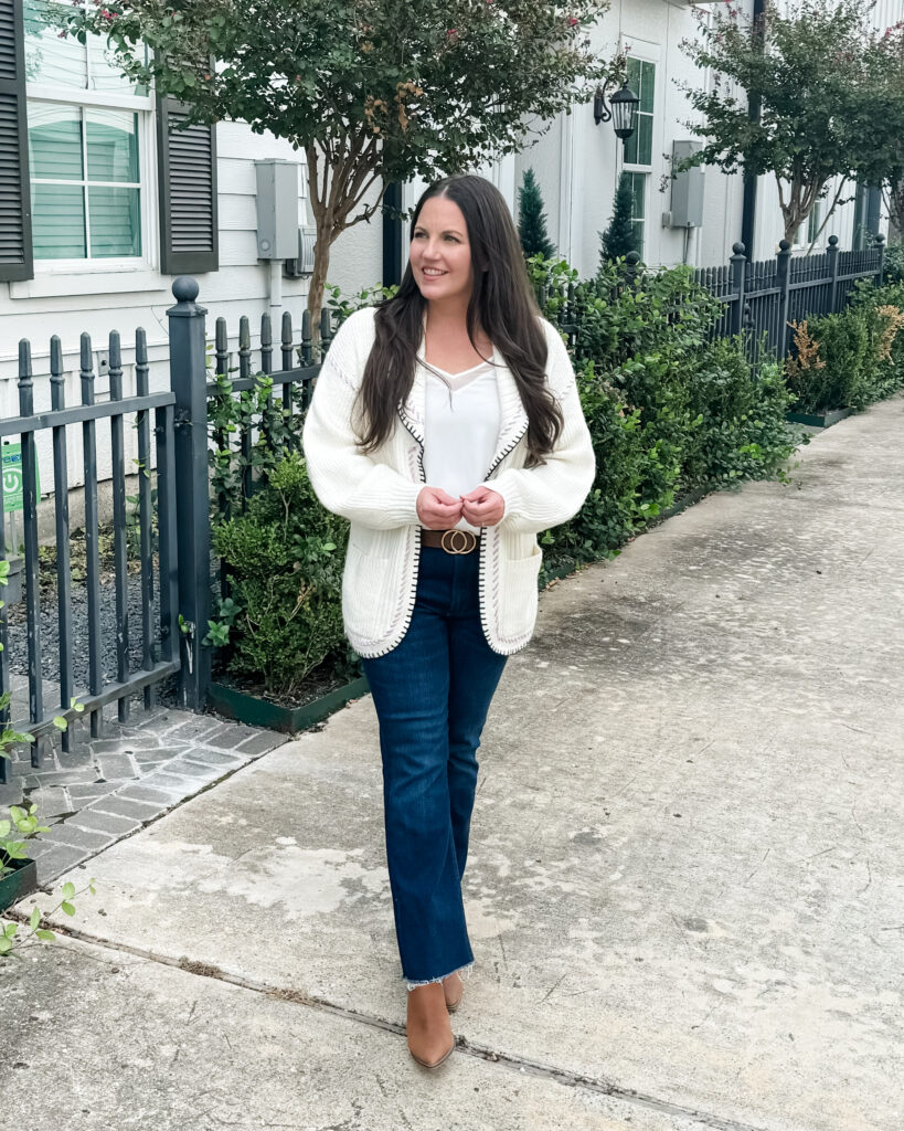 fall outfit | ivory cardigan sweater | Houston Fashion Blog Lady in Violet