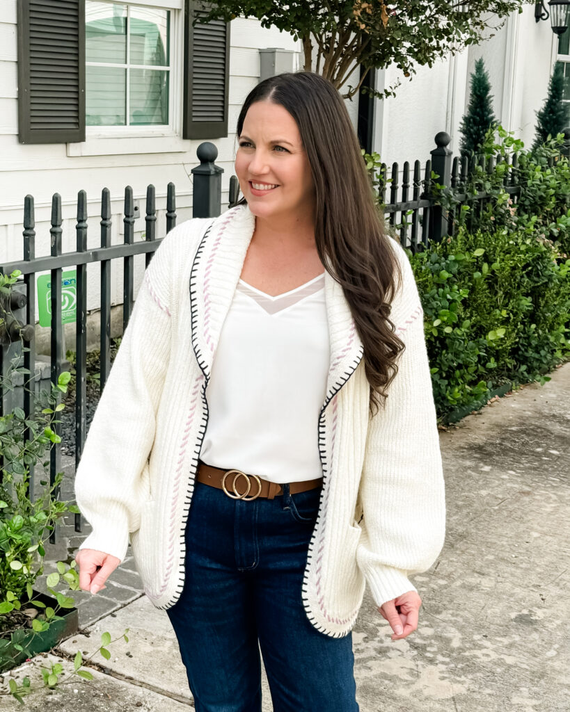 winter outfit | ivory cardigan sweater | Texas Fashion Blog Lady in Violet