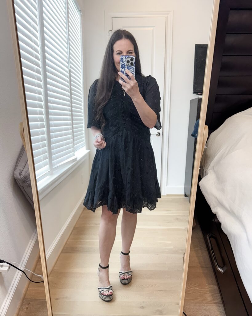 summer work outfit | black flowy dress | wedges | Texas Style Blog Lady in Violet