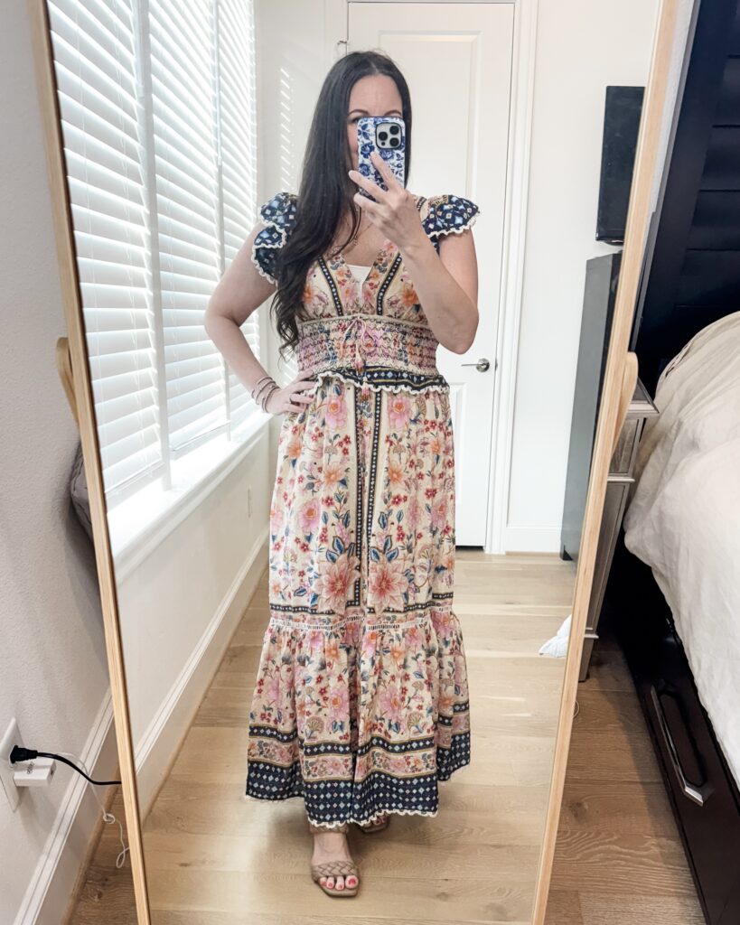 summer outfit | farm rio maxi dress | work dress | Texas Fashion Influencer Lady in Violet
