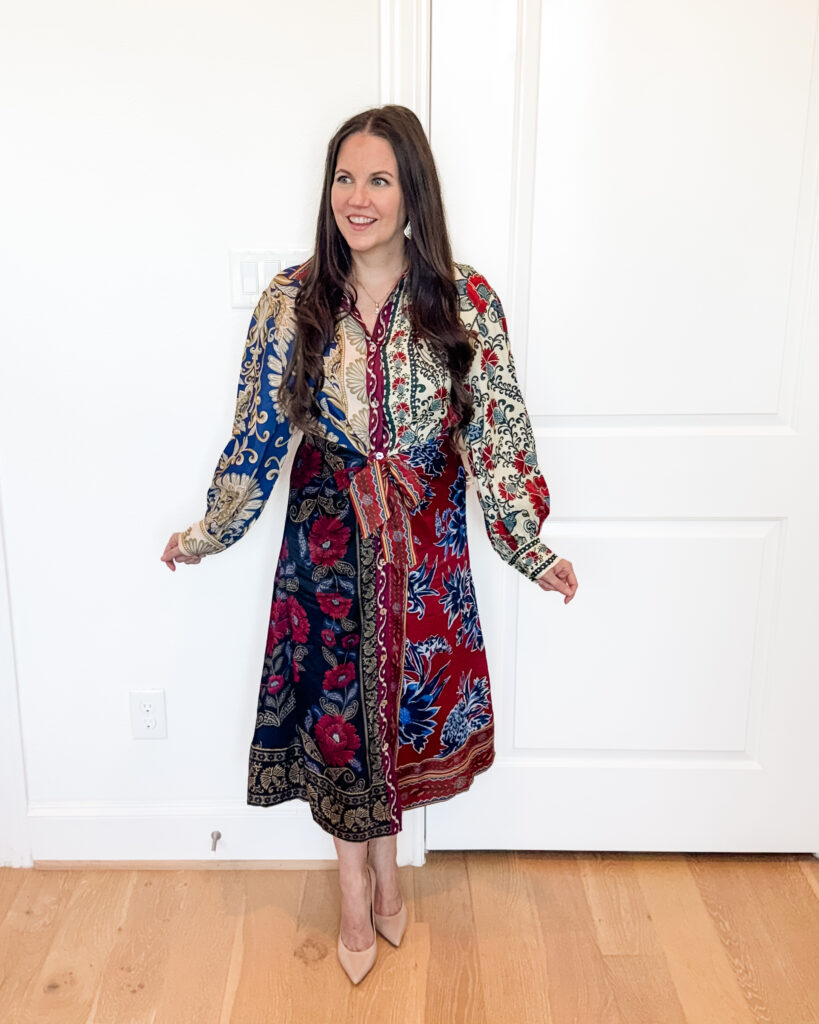 fall work outfit | long sleeve office dress | Mom Fashion Blog Lady in Violet