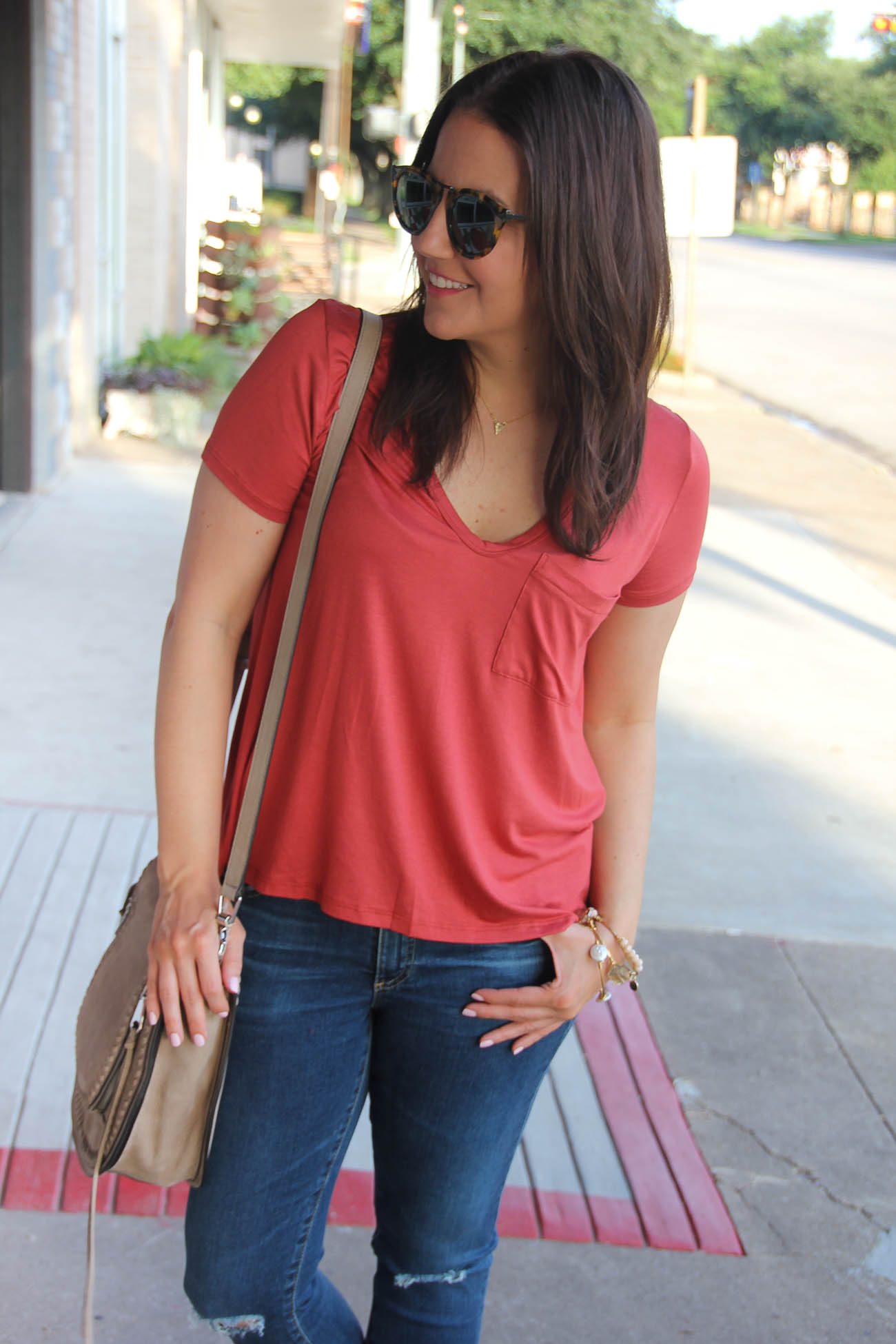 Orange Casual Tee and Jeans - Lady in VioletLady in Violet