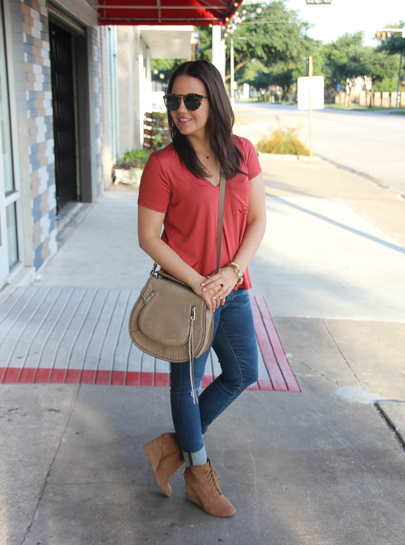 Orange Casual Tee and Jeans - Lady in VioletLady in Violet