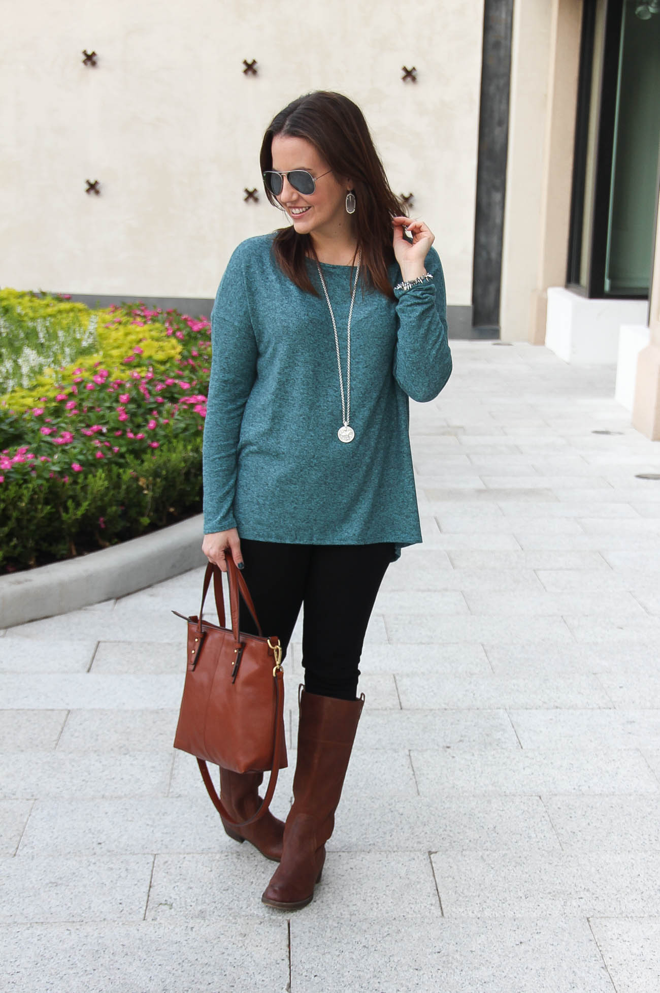 Teal Sweater + Brown Riding Boots - Lady in VioletLady in Violet
