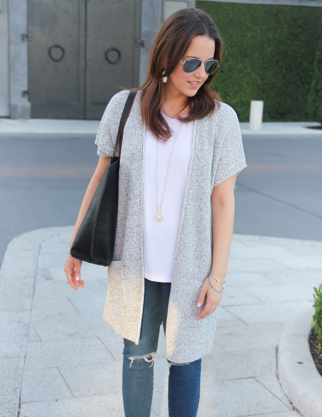 Gray Short Sleeve Cardigan | Lady in Violet, Houston Fashion ...