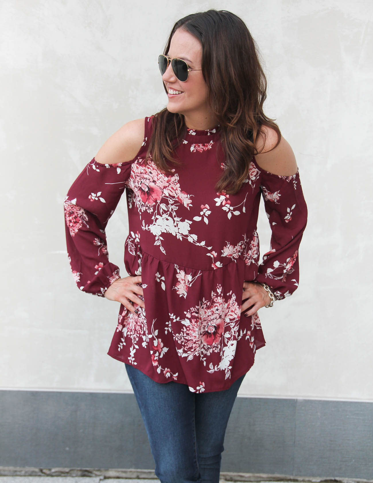 Floral Cold Shoulder Blouse