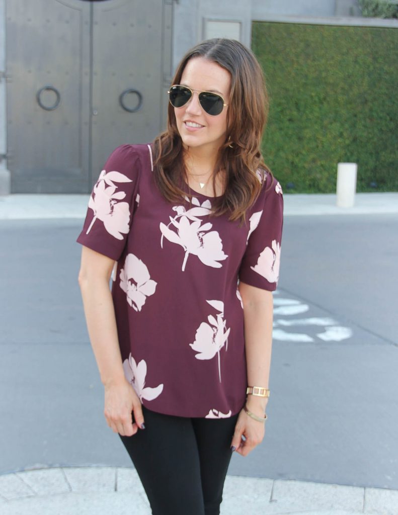 Burgundy Floral Blouse for Work & Play | Lady in Violet | Houston ...