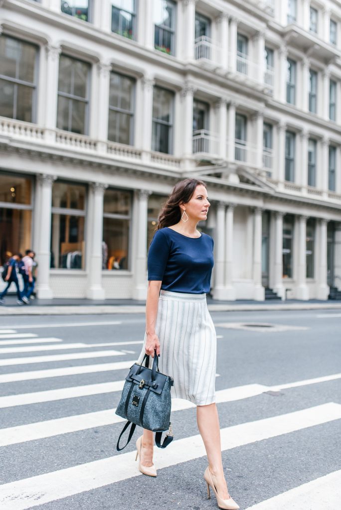Workwear in NYC: White Midi Skirt | Lady in Violet | Houston Fashion ...