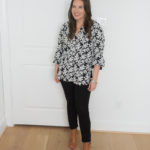 Black and White Popover Blouse